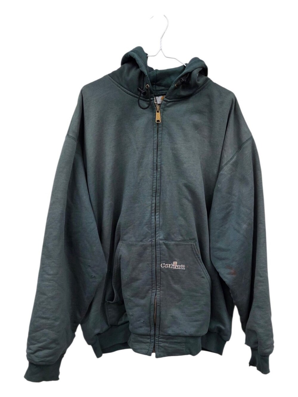 Carhartt Dark Green Full-Zip Hooded Work Sweatshirt xxl thrashed